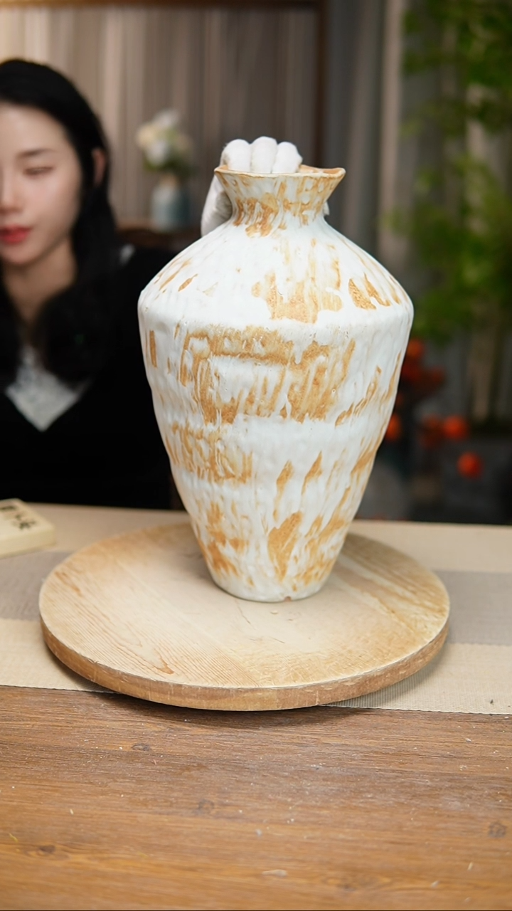 【闪购商品】陶瓷 花器诧寂黄高脚