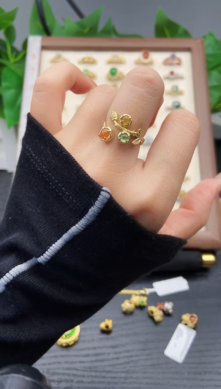 银S925镶嵌戒指翡翠12