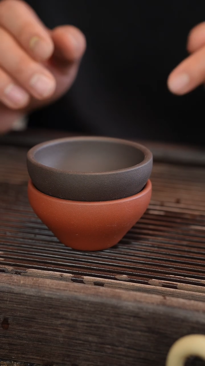 茶壶紫砂北红赤铁杯子 黑金砂杯子 【发两个斗笠杯】