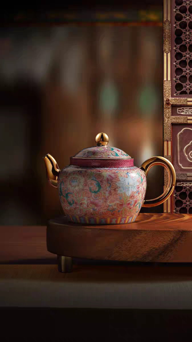 五言六器 花开盛世-青衣茶壶手绘珐琅彩重工茶壶泡茶壶210cc