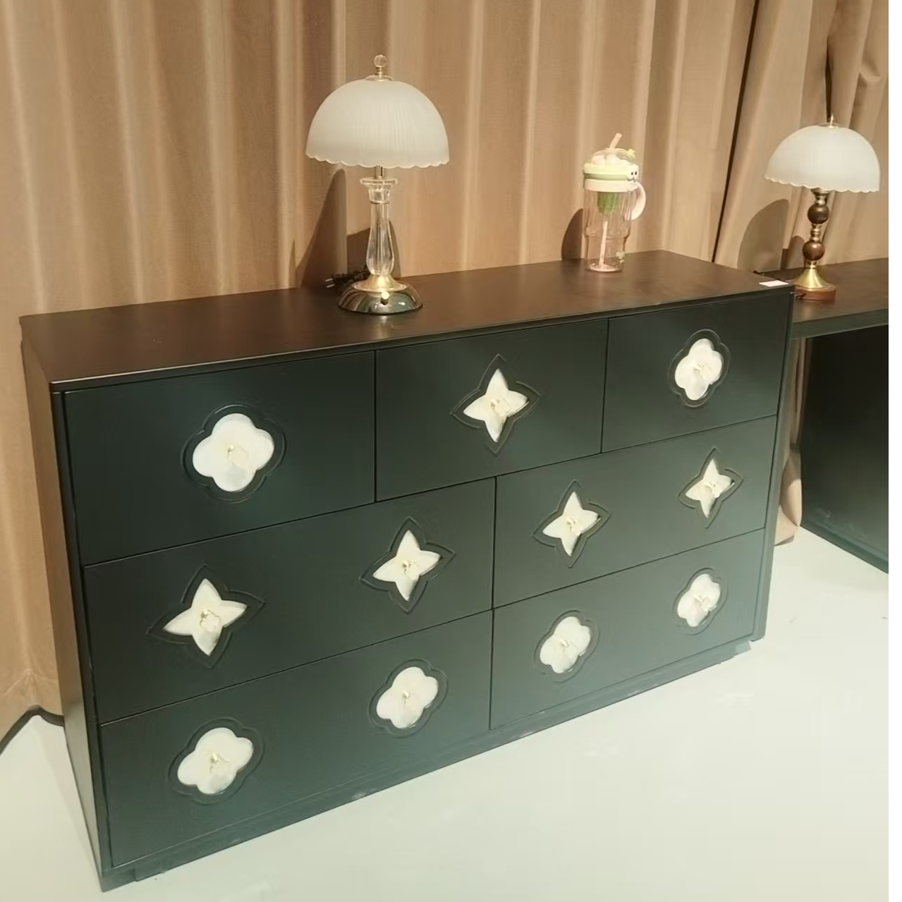 储藏纯色新中式多功能贝壳斗柜时尚古风简约家用轻奢