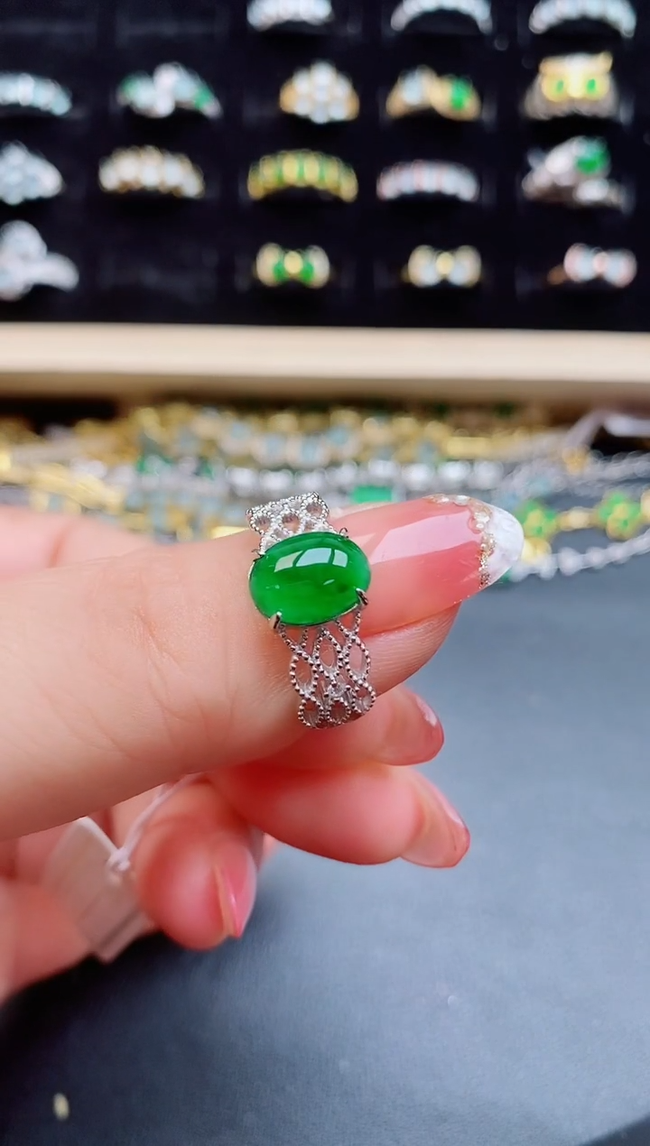 【闪购商品】翡翠戒指银S925镶嵌085050