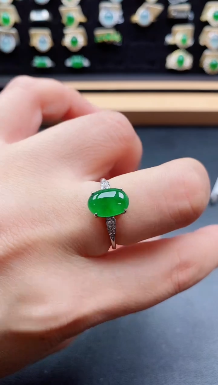 银S925镶嵌戒指翡翠1