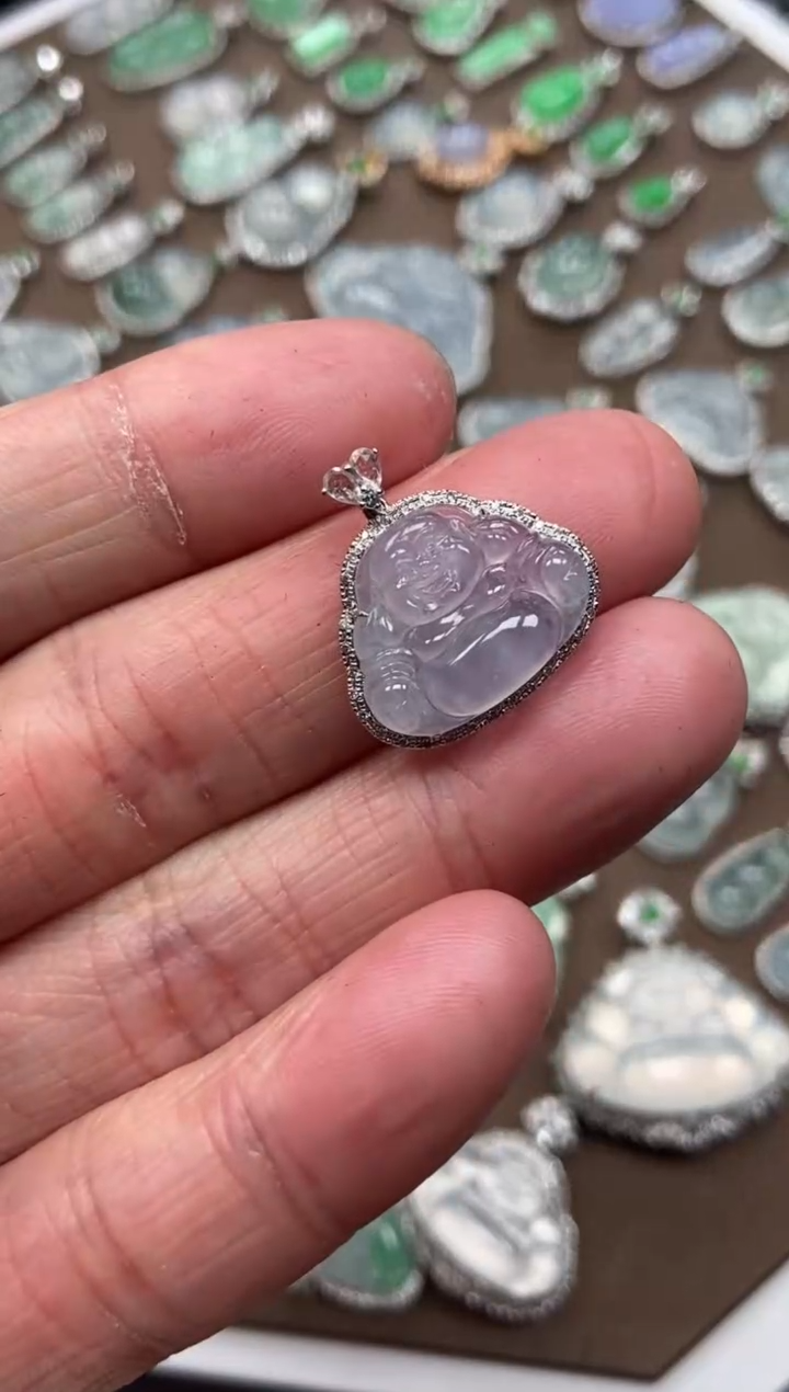 【闪购商品】翡翠吊坠(不含链)18K金镶嵌佛公