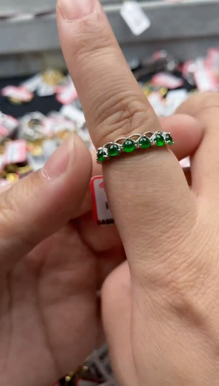 【闪购商品】翡翠戒指银S925镶嵌666666---7+++