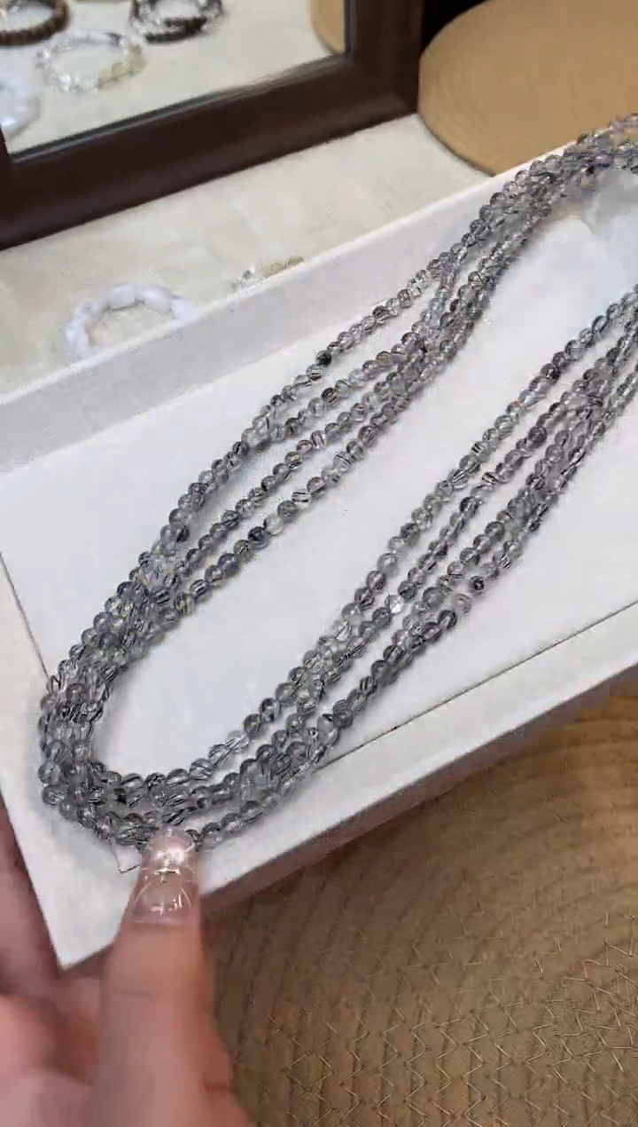 合金手链水晶《爱丽丝黑兔先生》黑发晶素圈手串三圈5mm+多样性发一