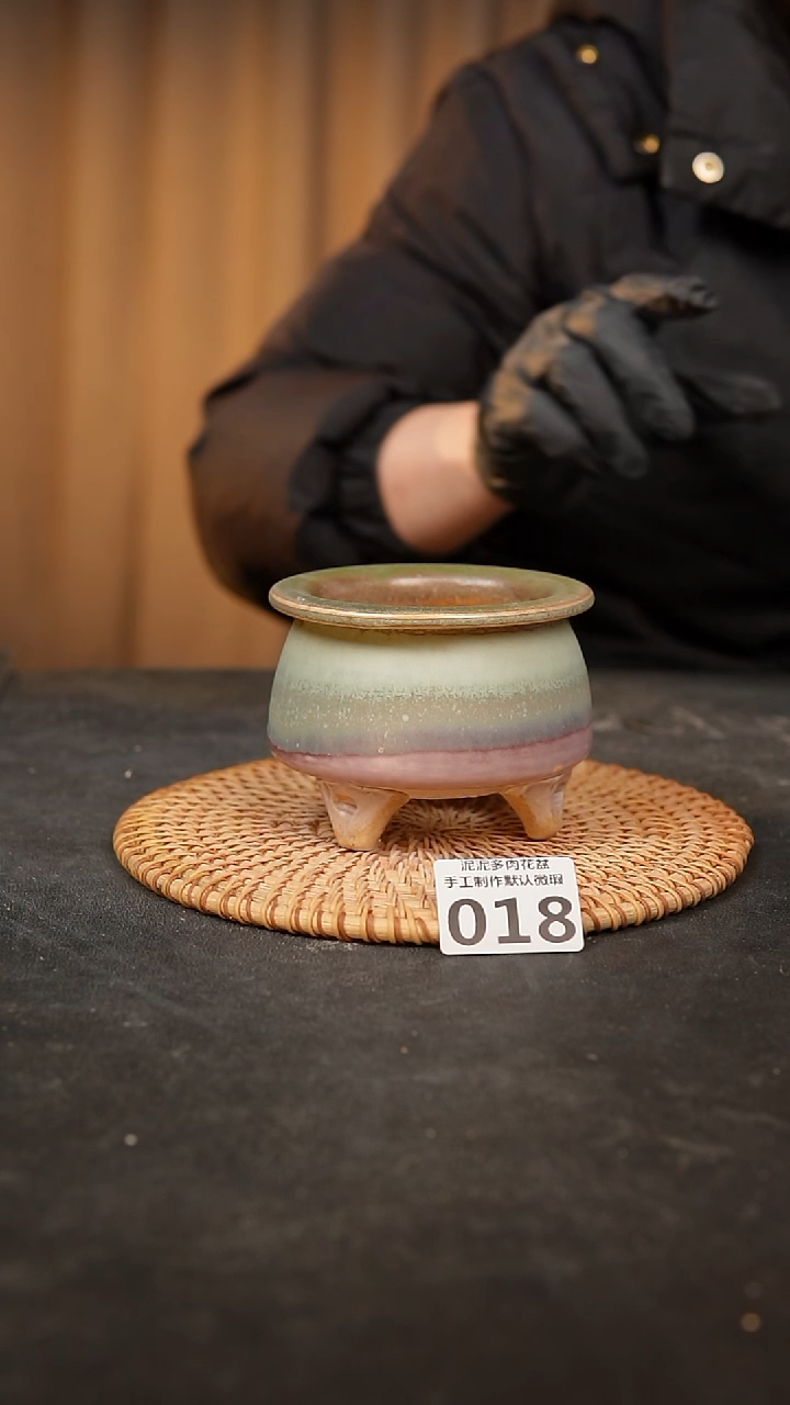 【闪购商品】瓷片016泥泥手工花盆口7高7