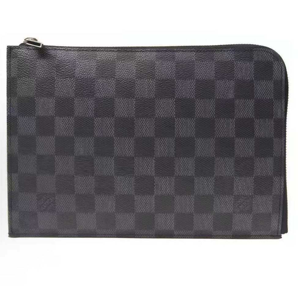 99新 LouisVuitton/路易威登 LV黑棋盘格中号手拿/D203