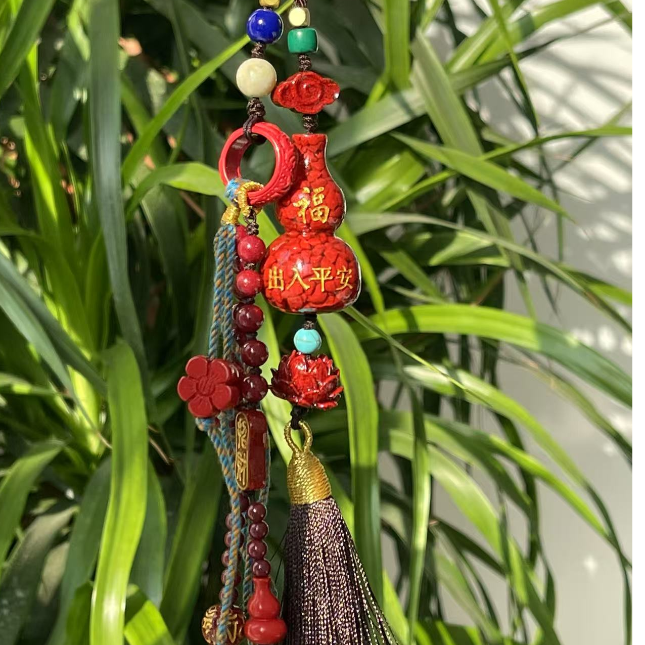 含辰砂工艺品【丹芝专属】52/14 辰砂（朱砂）朱砂葫芦车挂