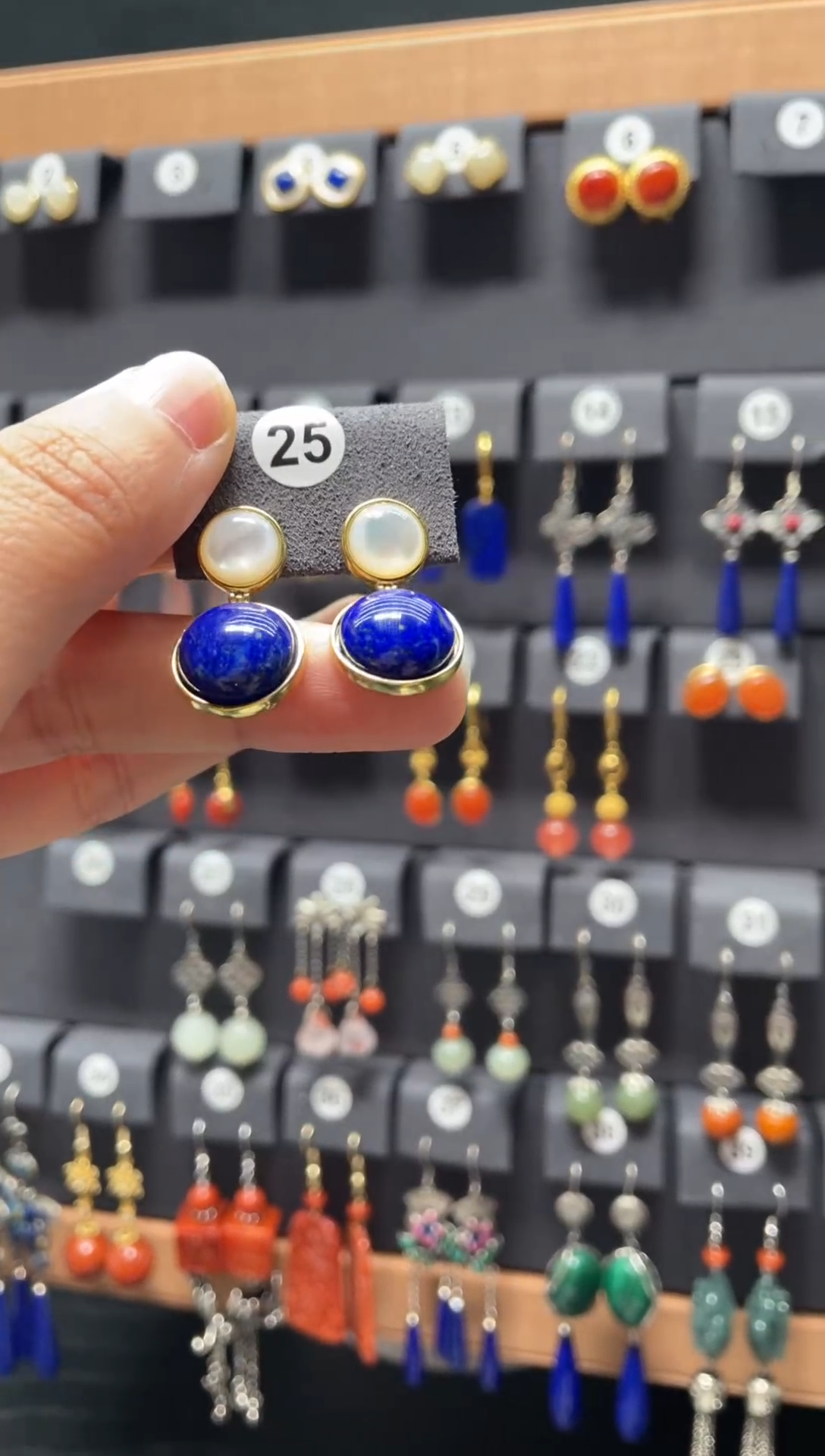 【闪购商品】青金石耳饰银S925镶嵌0025