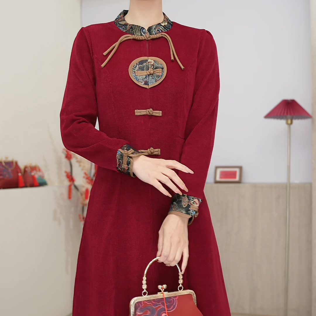 【梓妆-春款上新】改良旗袍连衣裙喜妈妈 喜婆婆气质高贵优雅2024-3