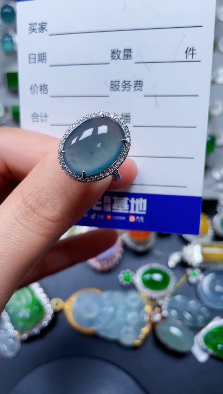 【闪购商品】翡翠戒指银S925镶嵌0356