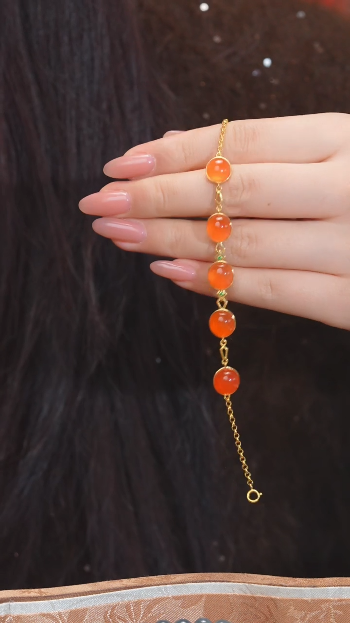 【闪购商品】南红玛瑙手链18K金镶嵌多样性发@@N6688