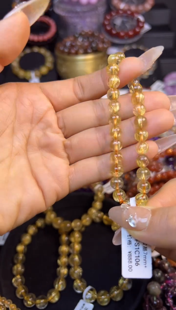 未镶嵌手串水晶金发晶6mm+