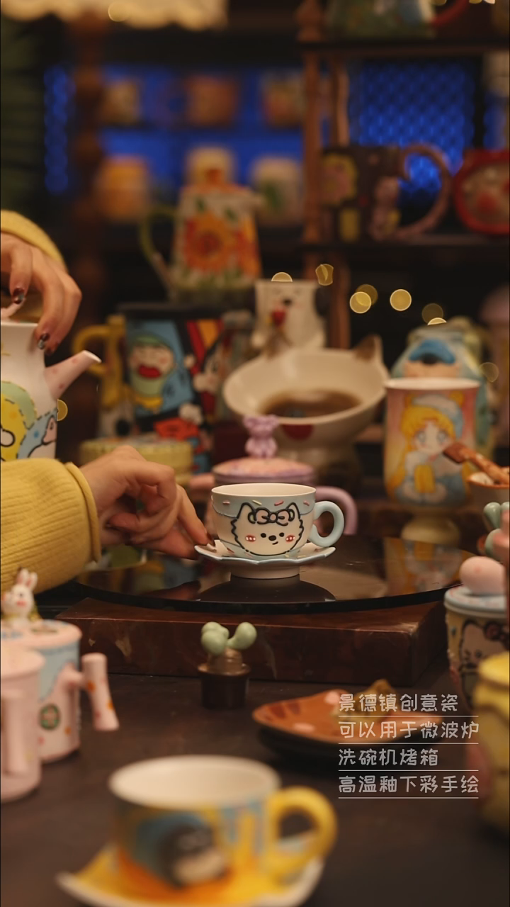 陶瓷景德镇可爱陶瓷釉下彩绘设计师款