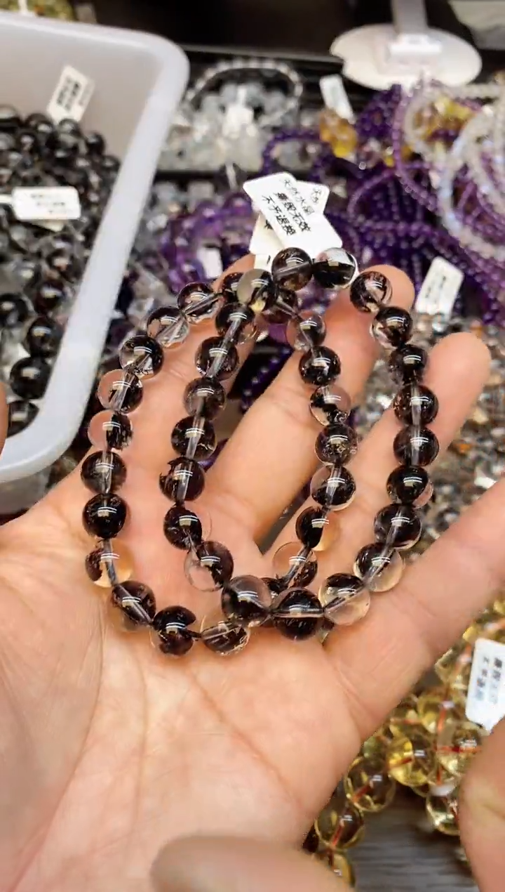 【闪购商品】水晶手链未镶嵌43 黑闪灵9mm+ 多样性发其一