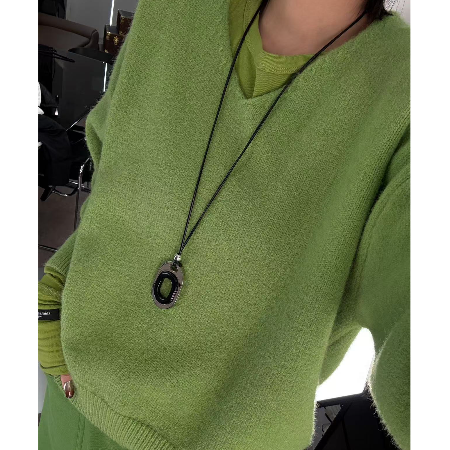 【谢婷婷原创】101#冬季V领套头保暖慵懒针织毛衣上衣女