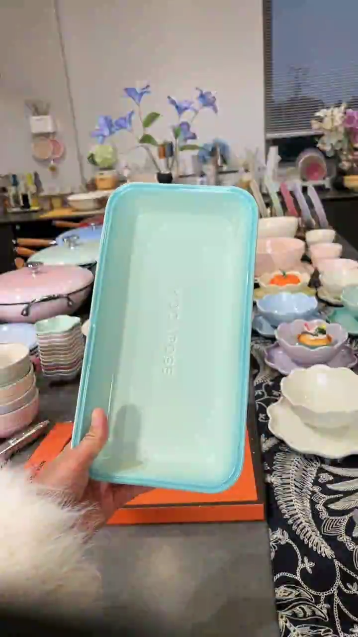 【闪购商品】瓷炻彩鱼盘28CM-孔雀青