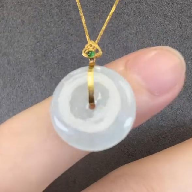 【老王好物优选】CPD2505-L19-天然翡翠18k金平安扣-多样性发一