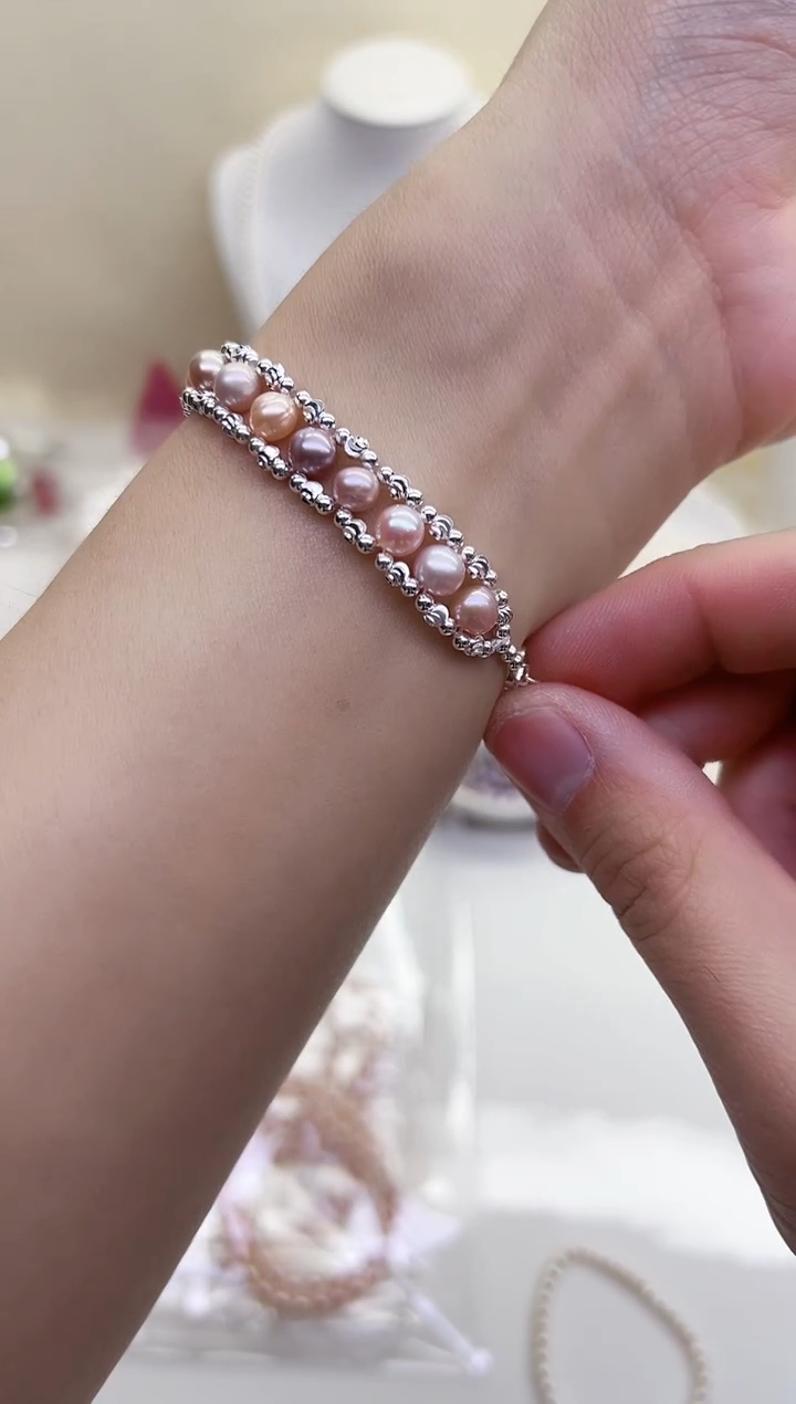 未镶嵌手链淡水珍珠紫色近圆