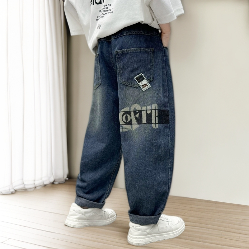 男童牛仔裤春秋款2025新款儿童秋款裤子青少年修身中大童秋装男孩