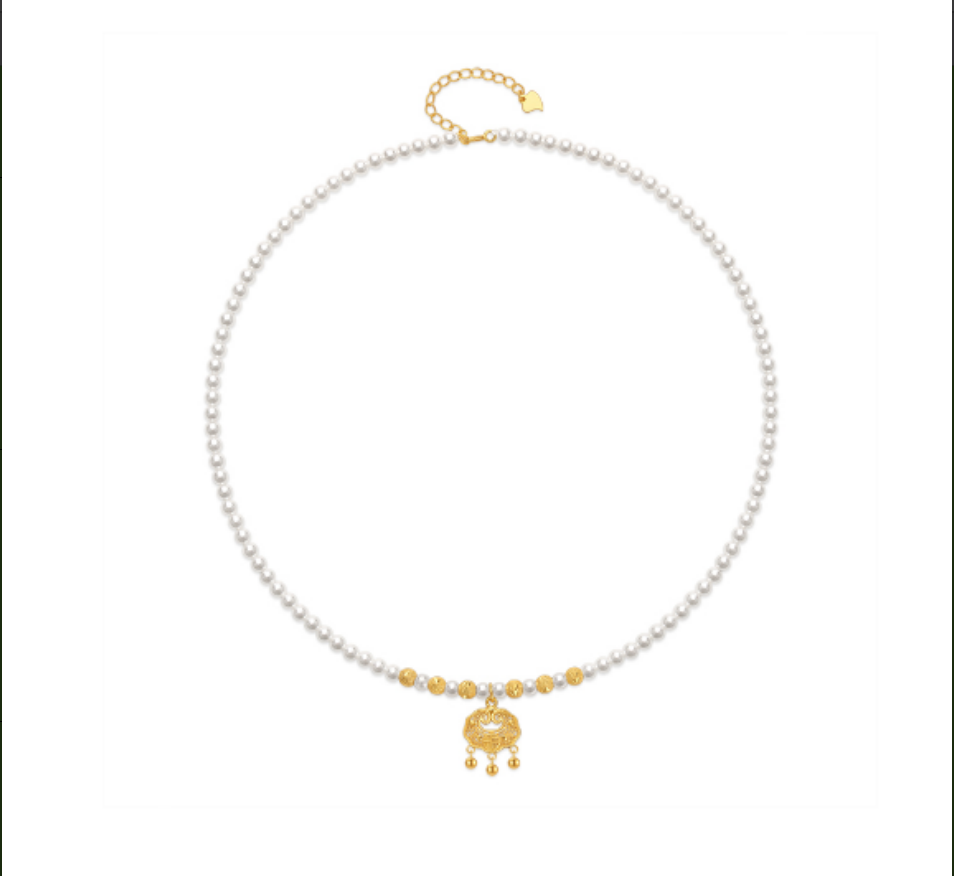 吊坠925银仿珍珠 s925银贝珠锁包项链