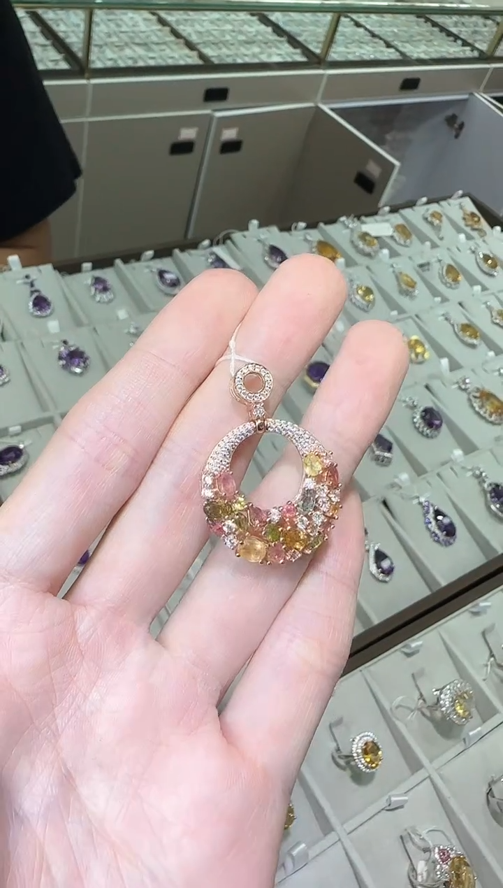 【闪购商品】银S925镶嵌颈饰碧玺设计款