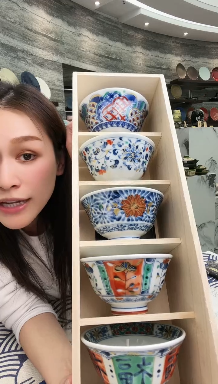 【闪购商品】瓷彩绘蓝凛堂11.5cm碗5支装