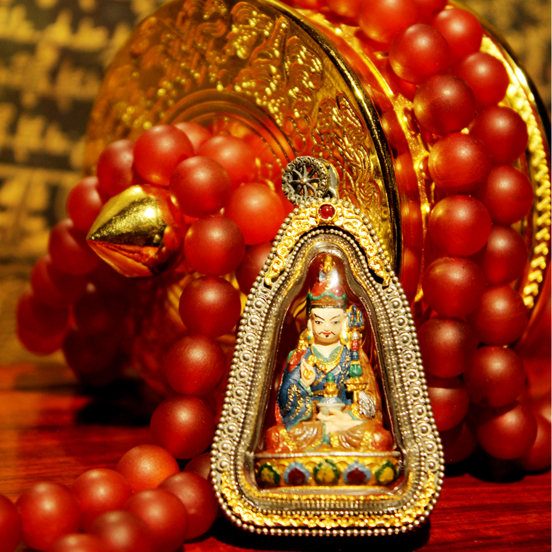 吊坠925银亚克力 藏地精品莲师立体手绘擦擦手工古法