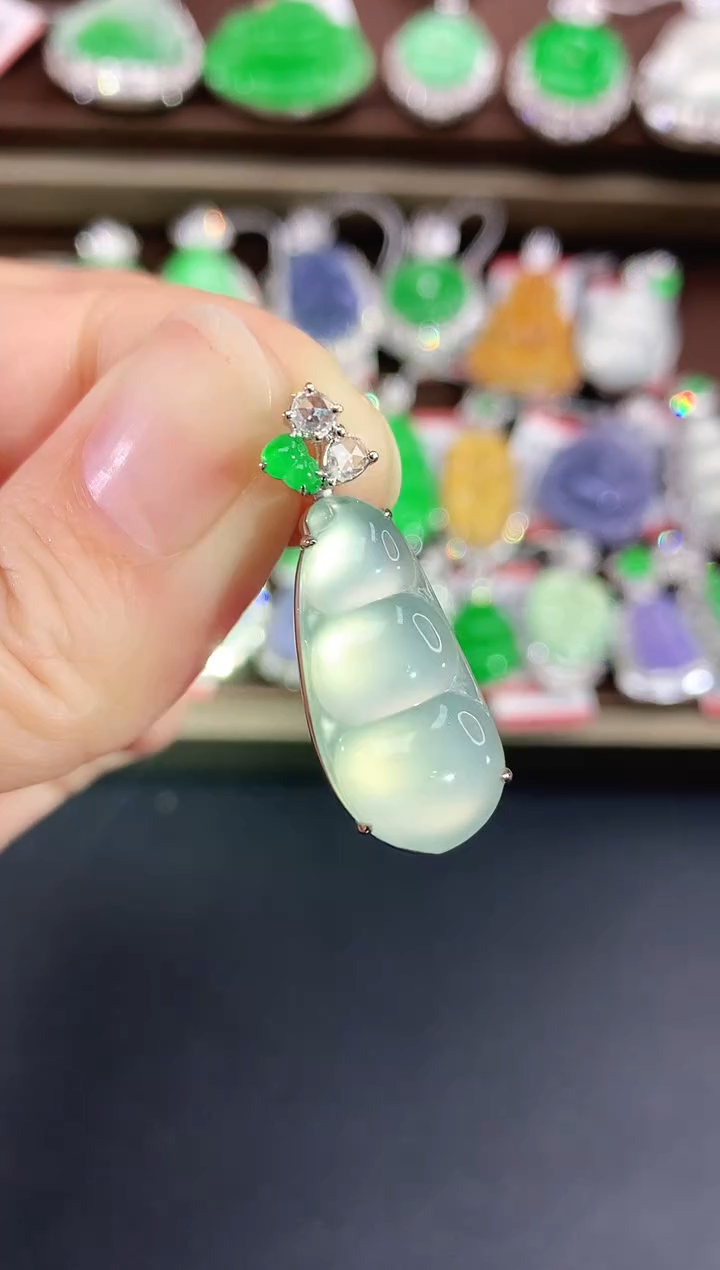 吊坠(不含链)18K金镶嵌翡翠204|