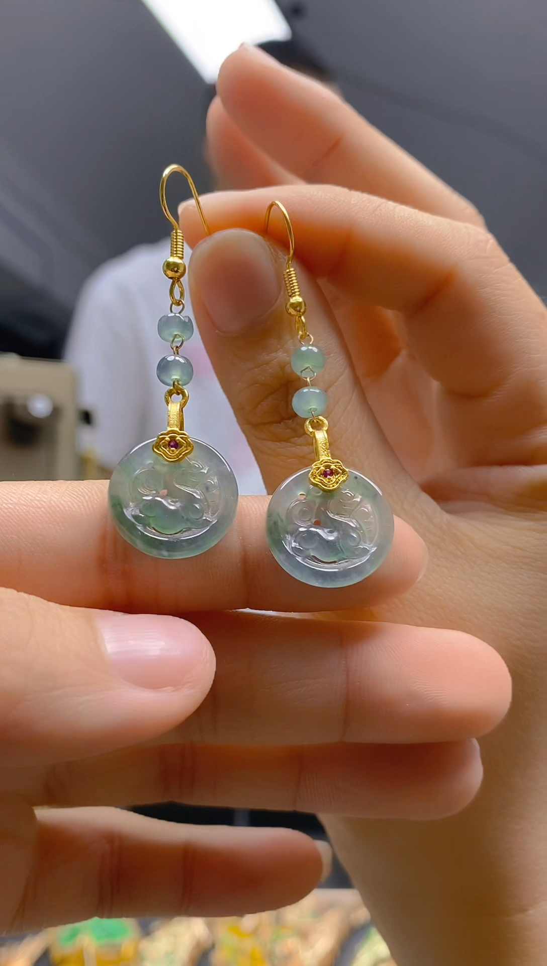 【闪购商品】翡翠耳饰合金0178翡翠耳钩