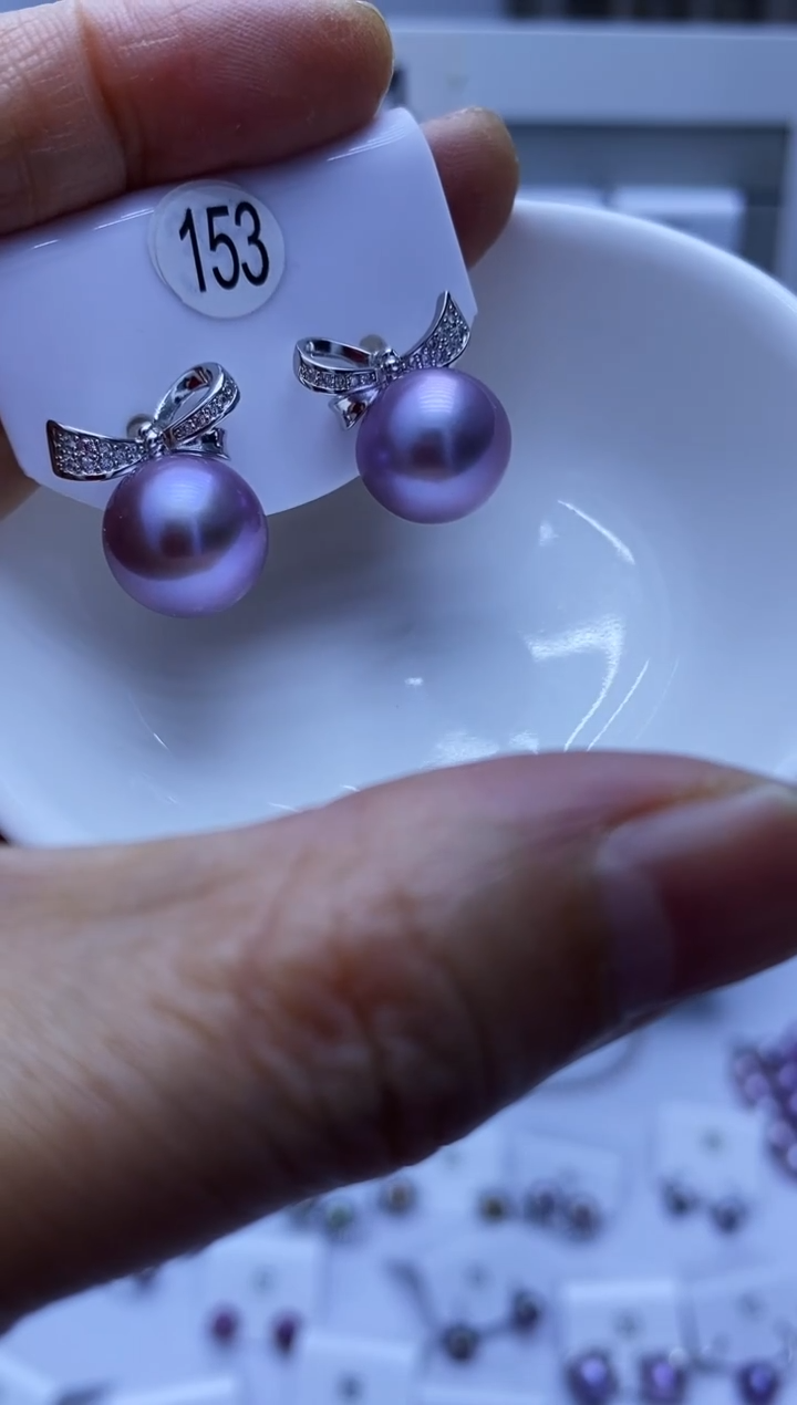 银S925镶嵌耳饰淡水珍珠153