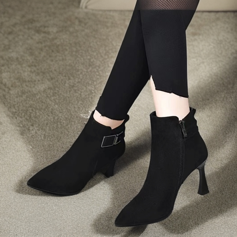 印象鞋仓~听主播提示下单 不要自行付款百搭单鞋时尚裸靴黑色