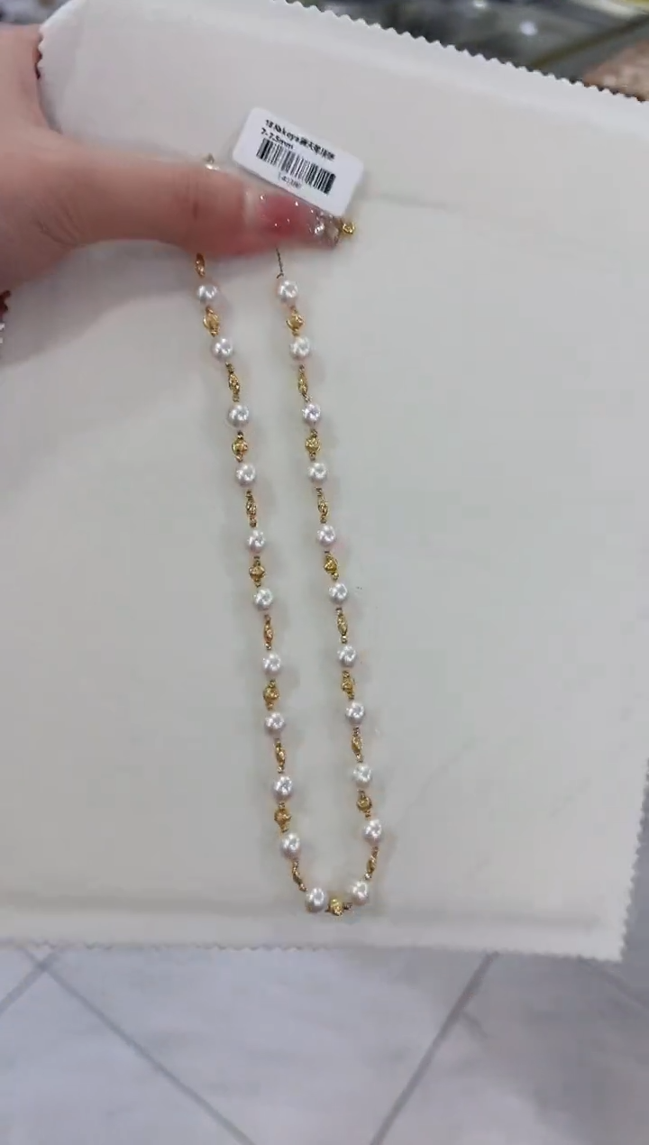 【闪购商品】海水珍珠项链18K金镶嵌珍珠仙女链zzxm