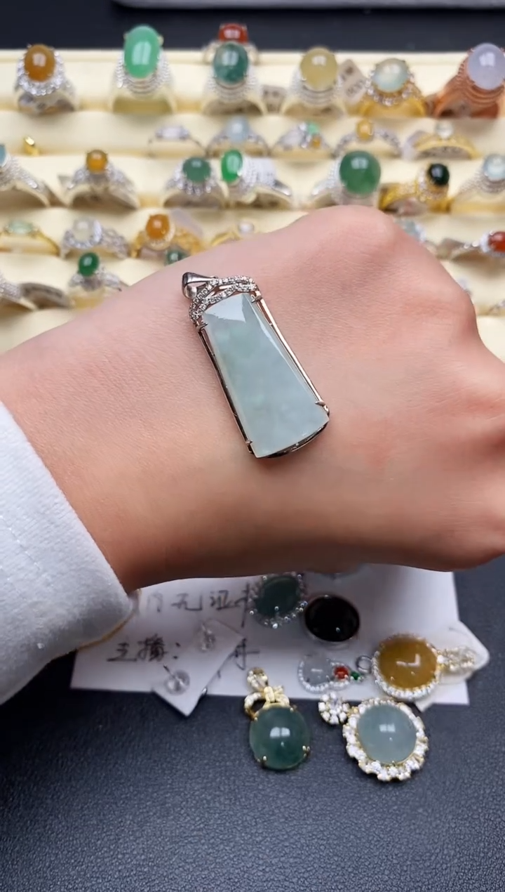 【闪购商品】翡翠戒指银S925镶嵌7777777+6