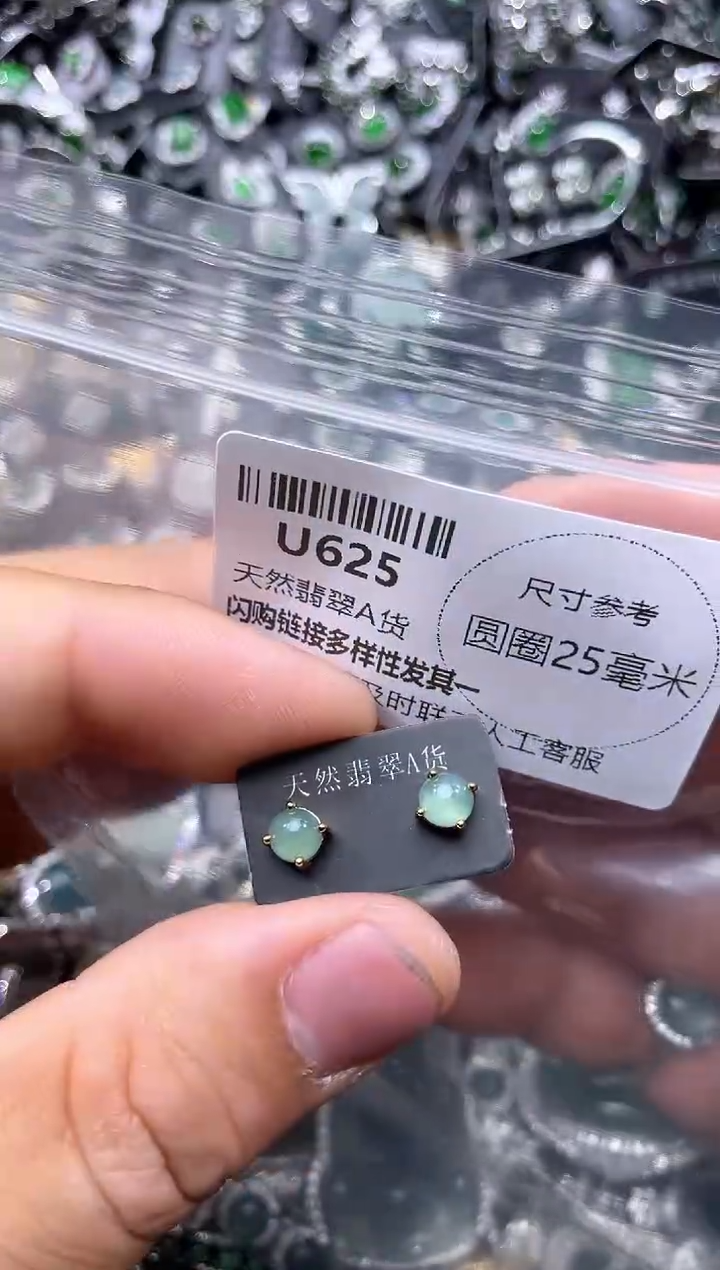 【闪购商品】翡翠颈饰未镶嵌U625耳钉