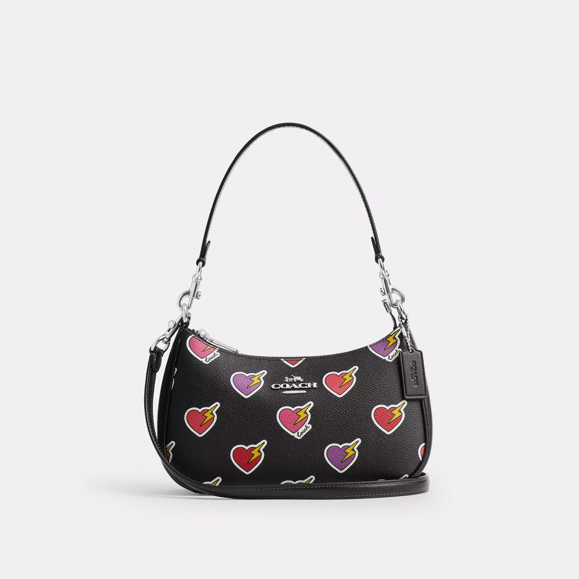 COACH/蔻驰爱心印花Teri手提斜挎包CY346黑色SVA47瑕疵不售后