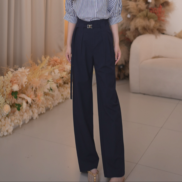 Basic House/百家好气质休闲裤高腰直筒时尚女士夏季B1335B56V72