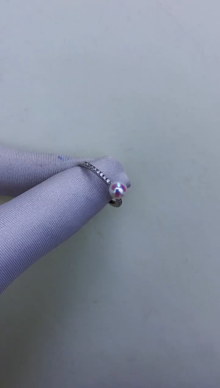 银S925镶嵌DA海水珍珠X142  戒指5-6MM