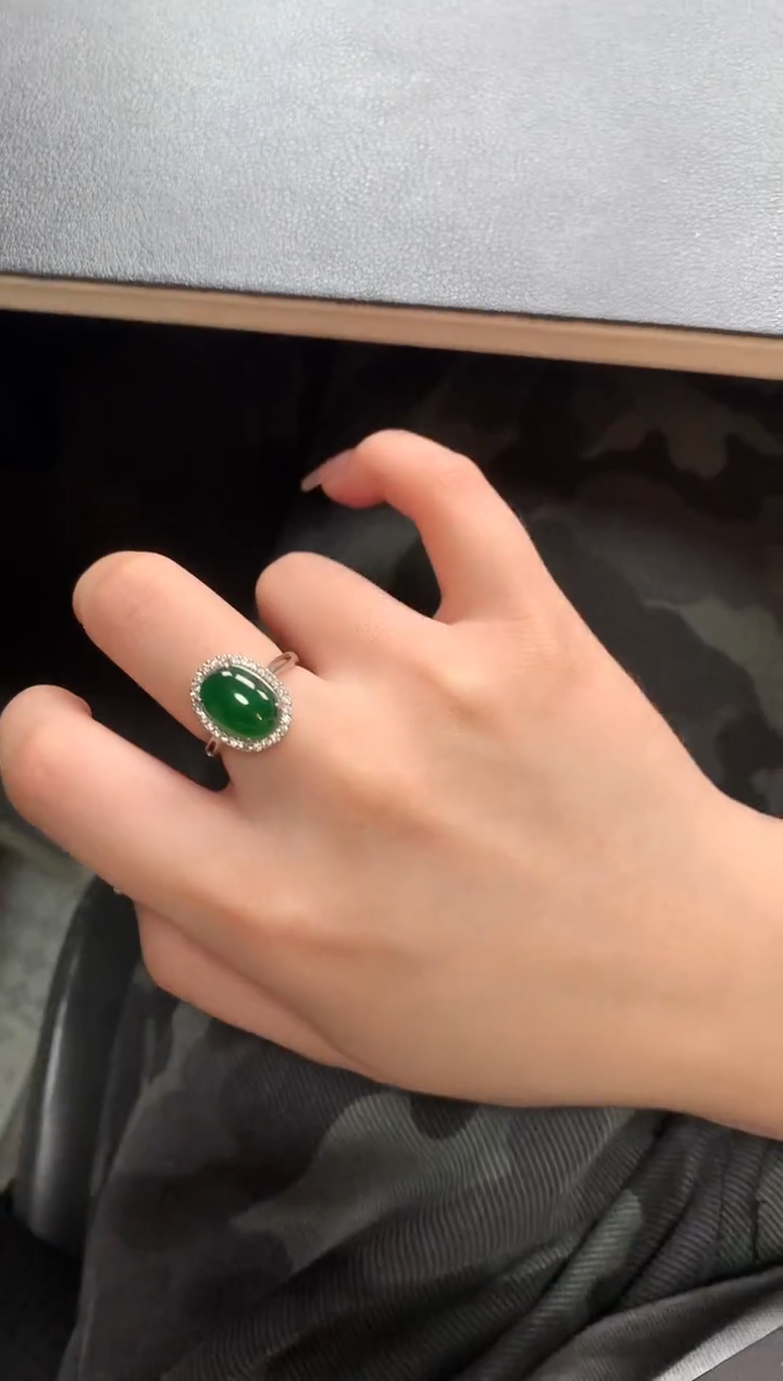 【闪购商品】翡翠戒指银S925镶嵌5214