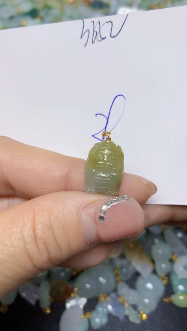 【闪购商品】翡翠挂件18K金镶嵌 天然翡翠A货