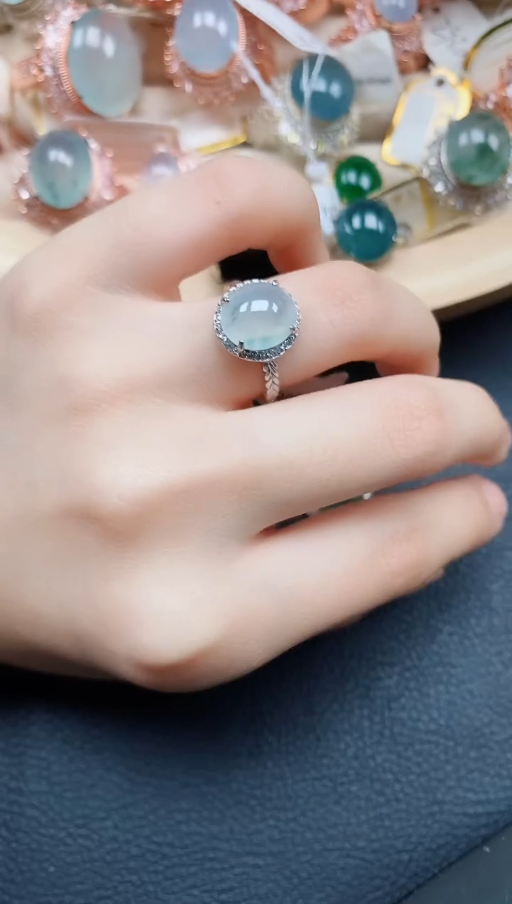 【闪购商品】翡翠戒指银S925镶嵌翡翠