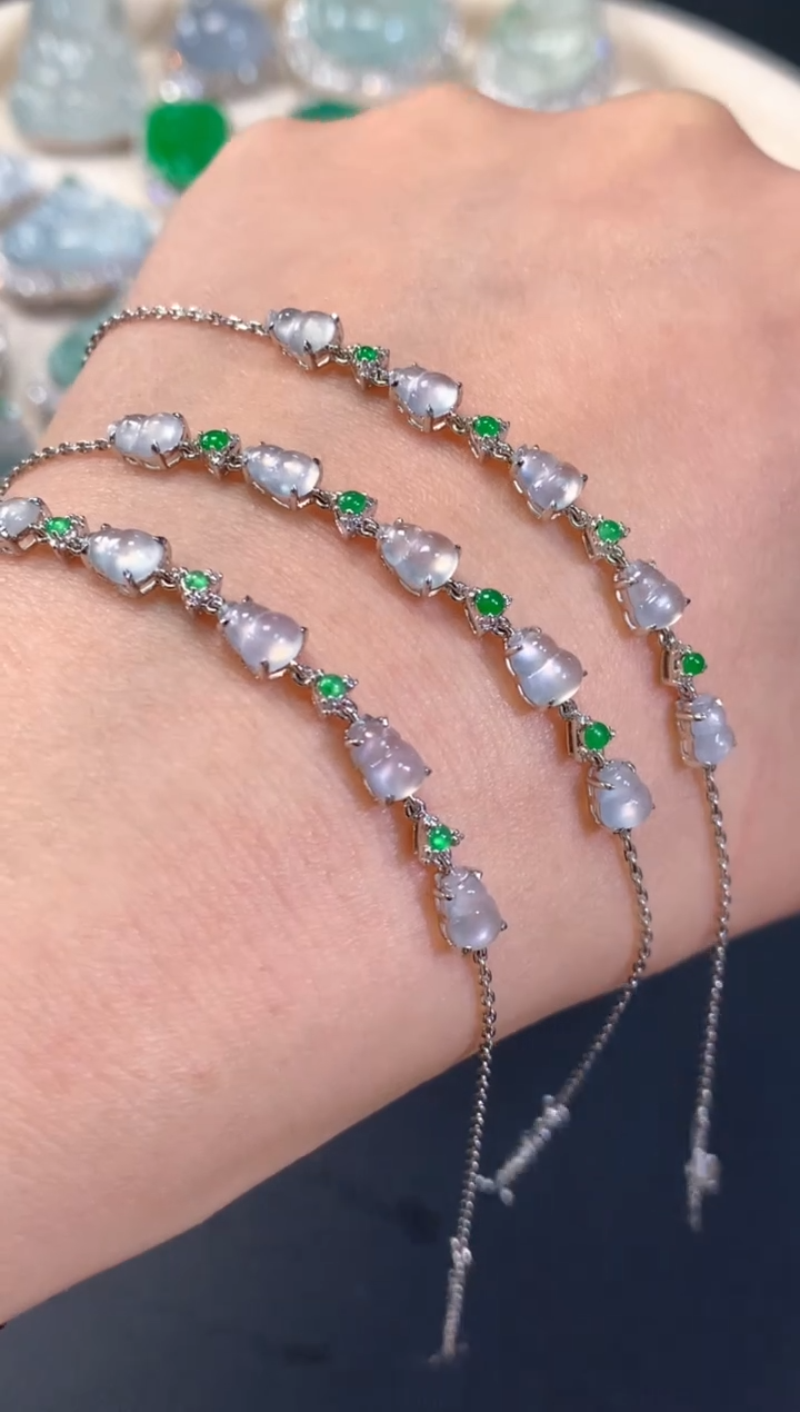 【闪购商品】翡翠手链18K金镶嵌A226|(多样性发货）拍一发一