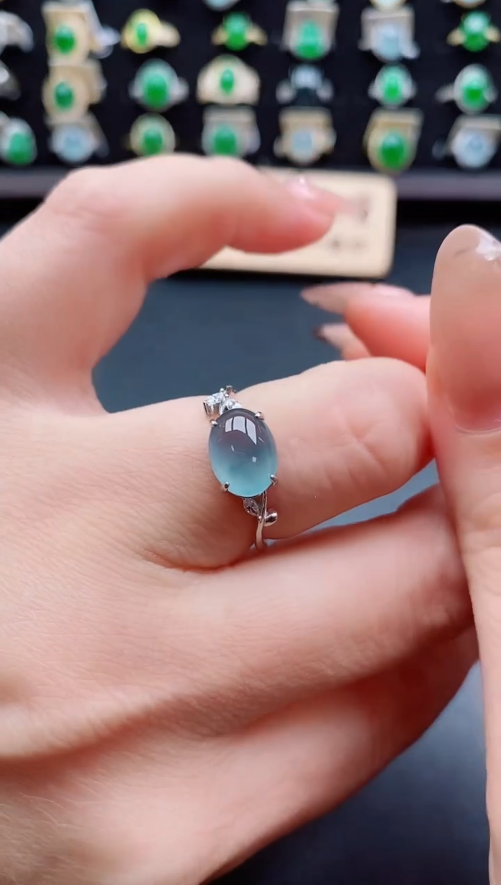 银S925镶嵌戒指翡翠1