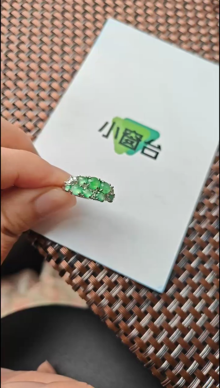 【闪购商品】翡翠戒指银S925镶嵌翡翠戒指S925银镶嵌