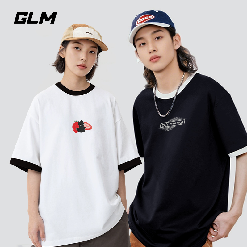【GLM】驯龙高手联名纯棉短袖T恤情侣款宽松百搭上衣0501-1+0501-2