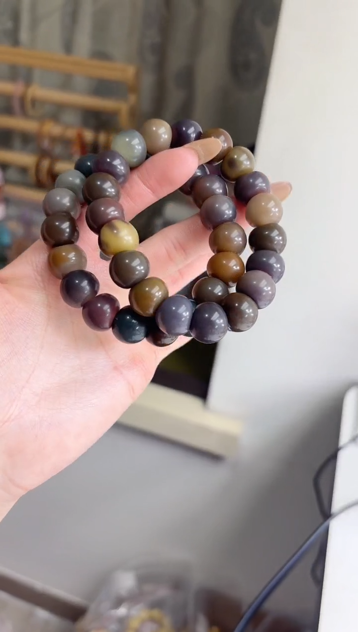 手串菩提根/象牙果沐m56紫美人胖墩儿玉化蒜瓣大肠14mm手串