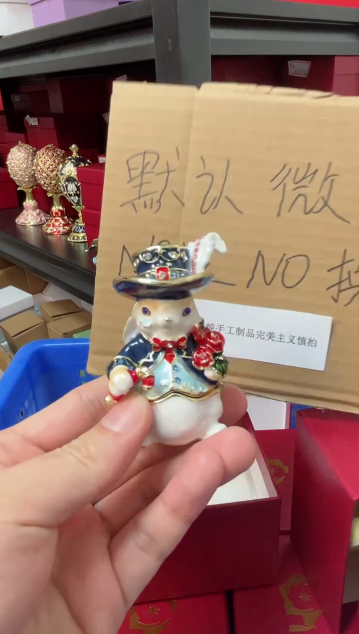 【闪购商品】瓷片年货节福福价格高质珐琅彩合金摆件首饰盒