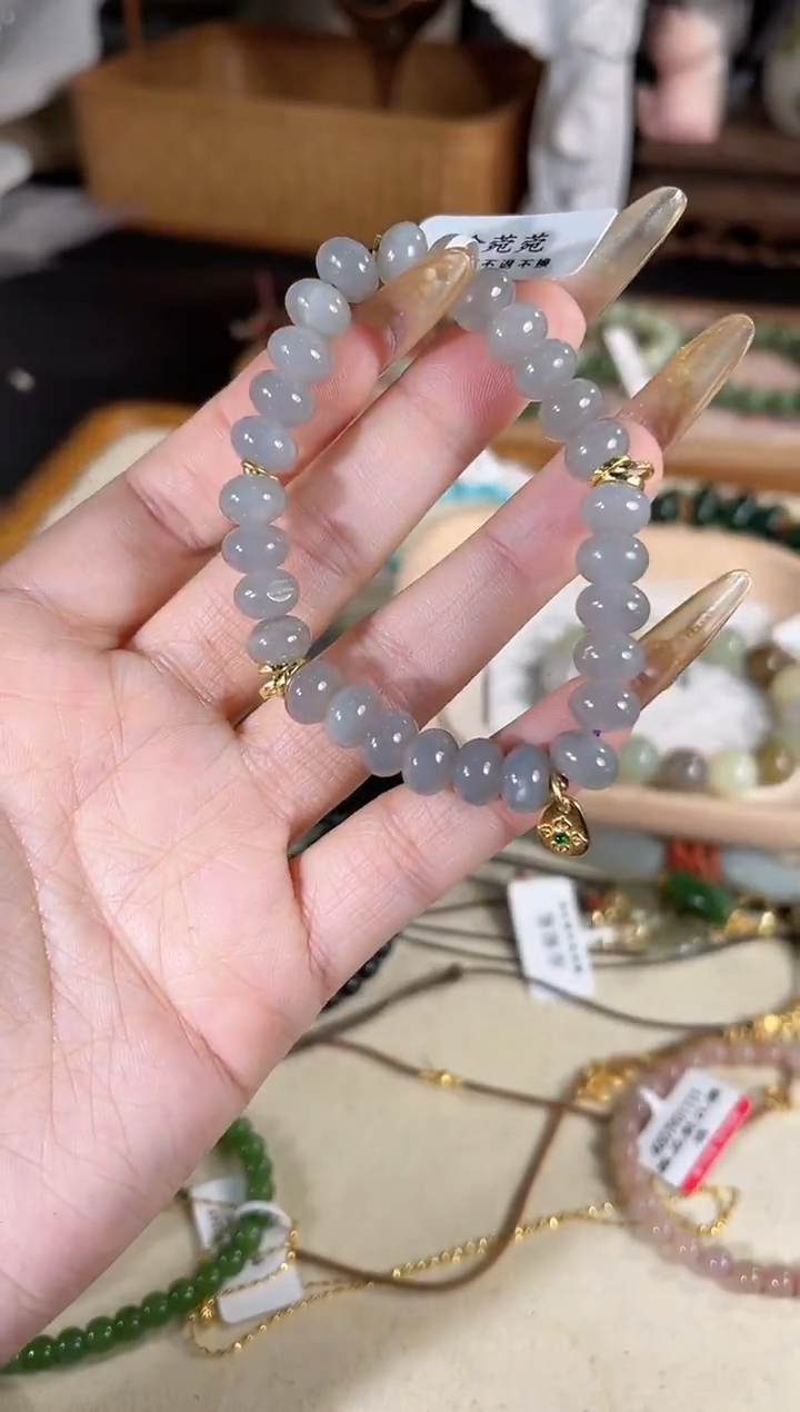 银S925镶嵌手链和田玉多样性发其一孤品默认微瑕