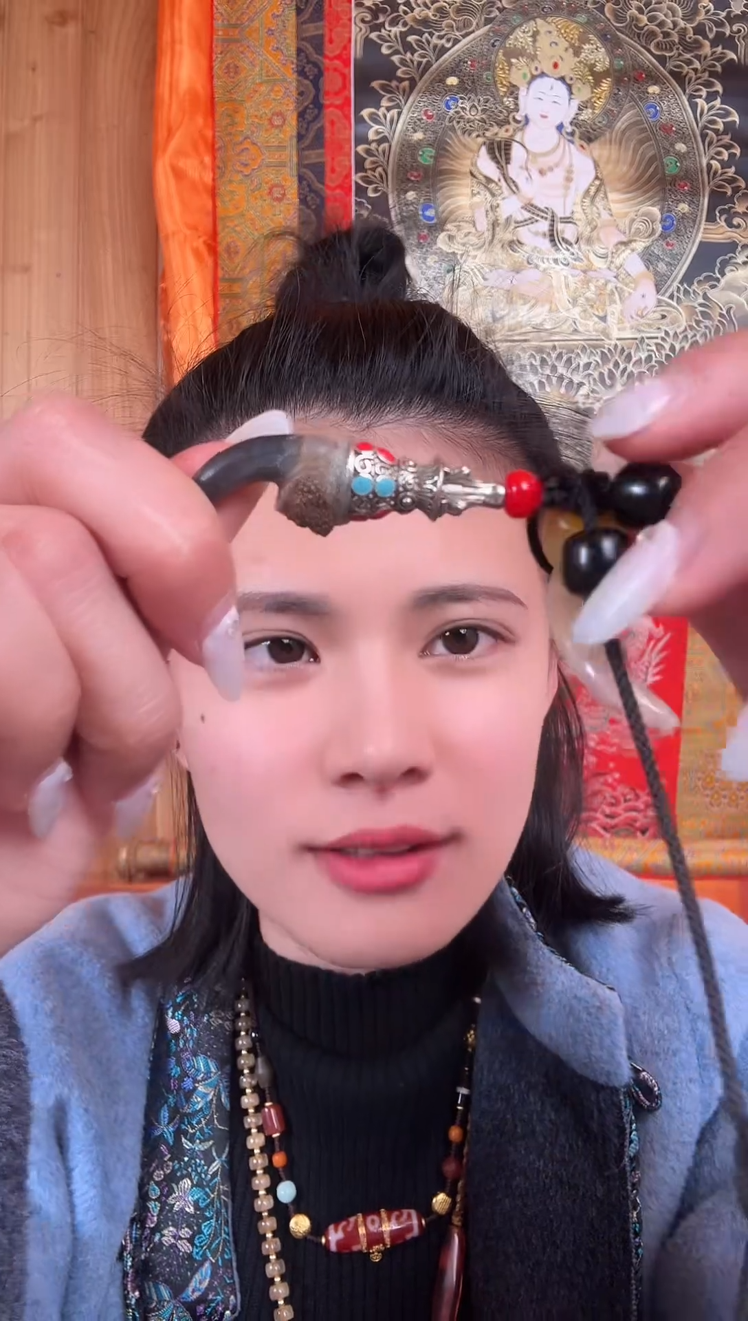 铁合金花岗石藏式风格珠串